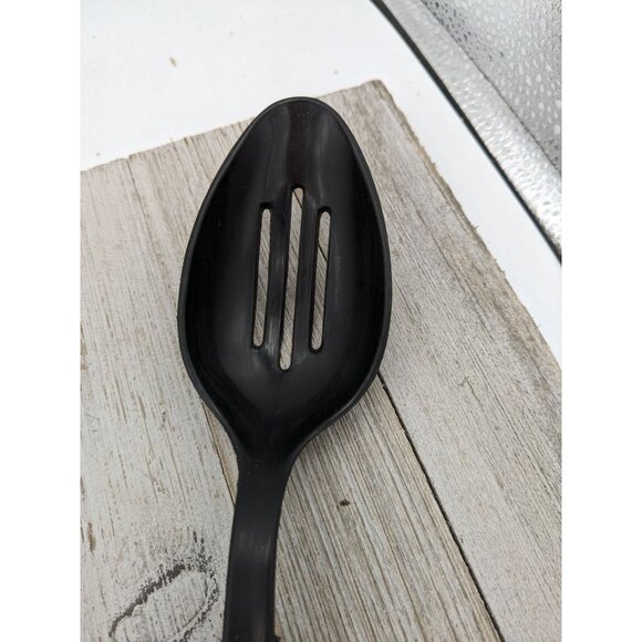 Black Nylon Plastic Slotted Spoon 11 1/4" Unbranded - Picture 2 of 8